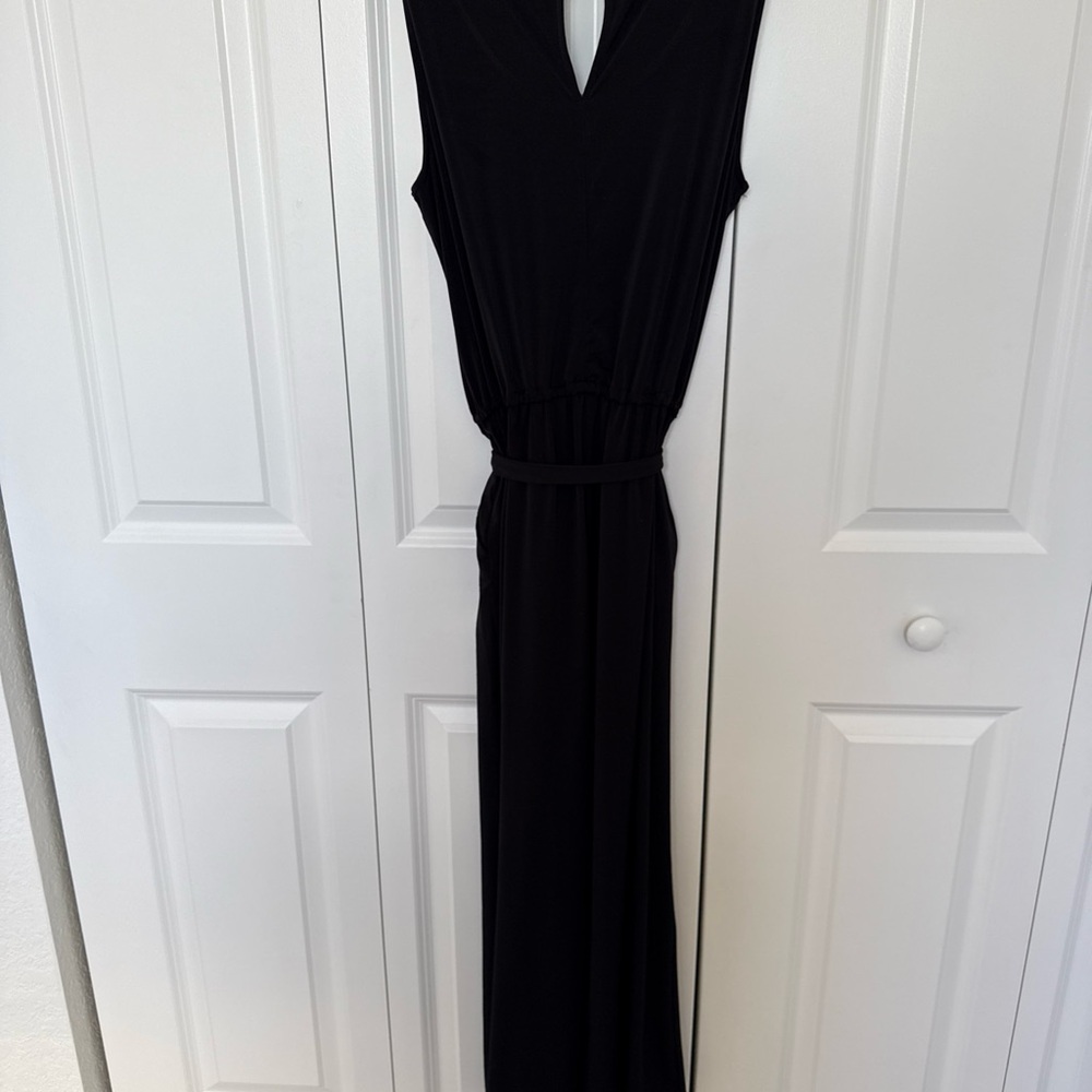 H Halston Heritage Black Jumpsuit Stretchy Size S Belted Ankle Business Casual - Picture 8 of 14